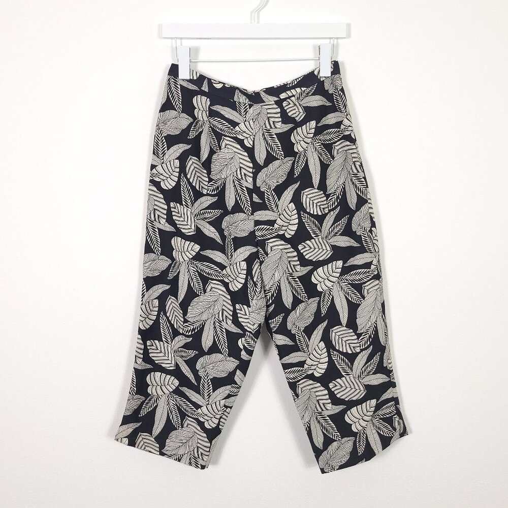 Vintage Silk Patterned Cropped Pants